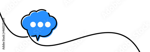 Single line drawn speech bubble cloud.