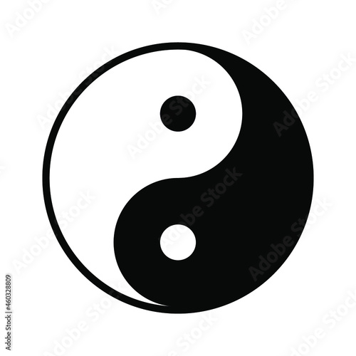 Yin Yang symbol. Black symbol of harmony and balance. Religion symbol of Taoism. Vector illustration.
