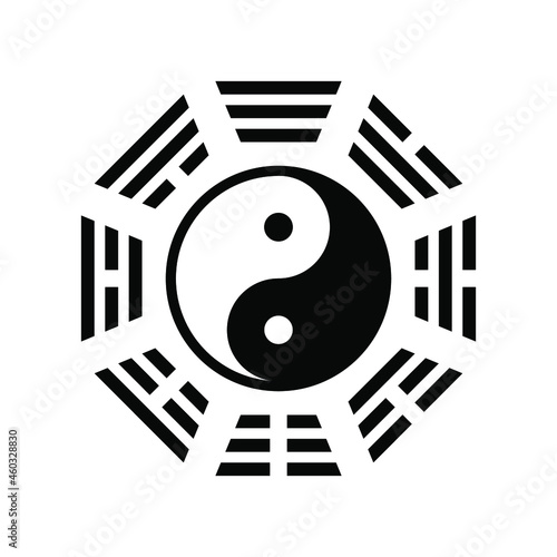 Yin Yang bagua symbol. Tai Chi pattern. Bagua - symbol of Taoism. Vector religious illustration. photo