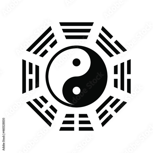 Yin Yang bagua symbol. Tai Chi pattern. Bagua - symbol of Taoism. Vector religious illustration.