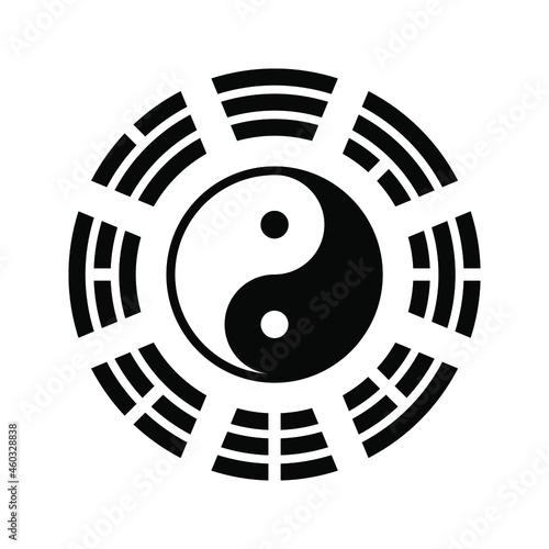 Yin Yang bagua symbol. Tai Chi pattern. Bagua - symbol of Taoism. Vector religious illustration.