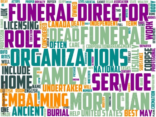 mortician typography, wordcloud, wordart, funeral,death,undertaker,mortician