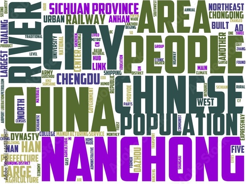 nanchong typography, wordcloud, wordart, travel,china,nanchong,map photo