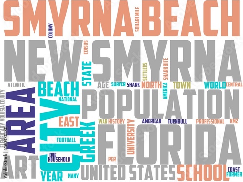 new smyrna beach typography, wordcloud, wordart, beach,ocean,travel,florida photo