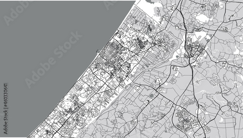 Urban vector city map of Gaza, Israel, middle east