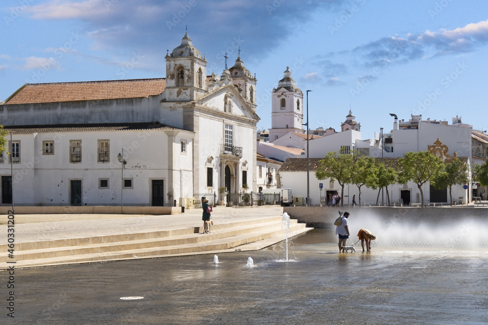 the Parish Church of Santa Maria de Lagos and tower of the Church of Saint Anthony of Lagos, Algarve Portugal