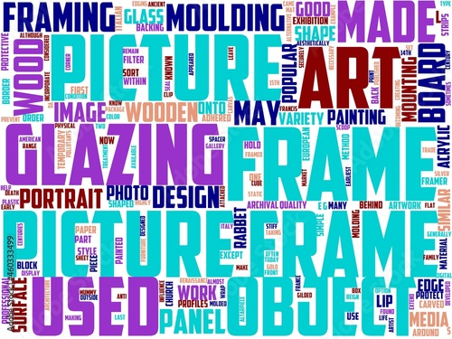picture framer typography, wordcloud, wordart, photo