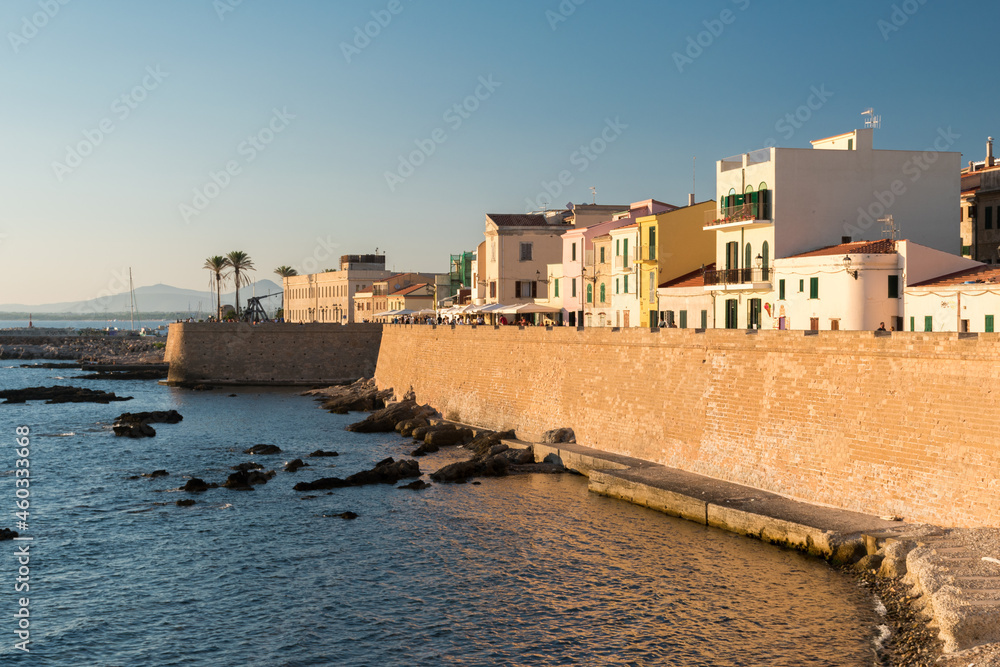 Seafront of Alghero with characteristic walls (Sardinia, Italy)