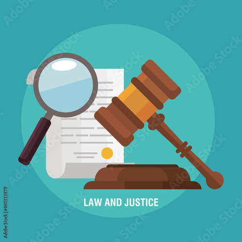 law gavel with justice icons
