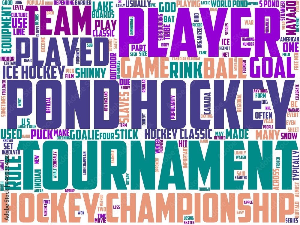 Obraz premium pond hockey typography, wordcloud, wordart,