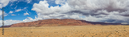 A panorama of the Vermillion Cliffs National Monument in the desert of northern Arizona on a bright, spring day. © Jason Yoder