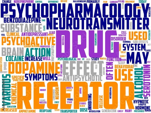 psychopharmacology typography, wordcloud, wordart,