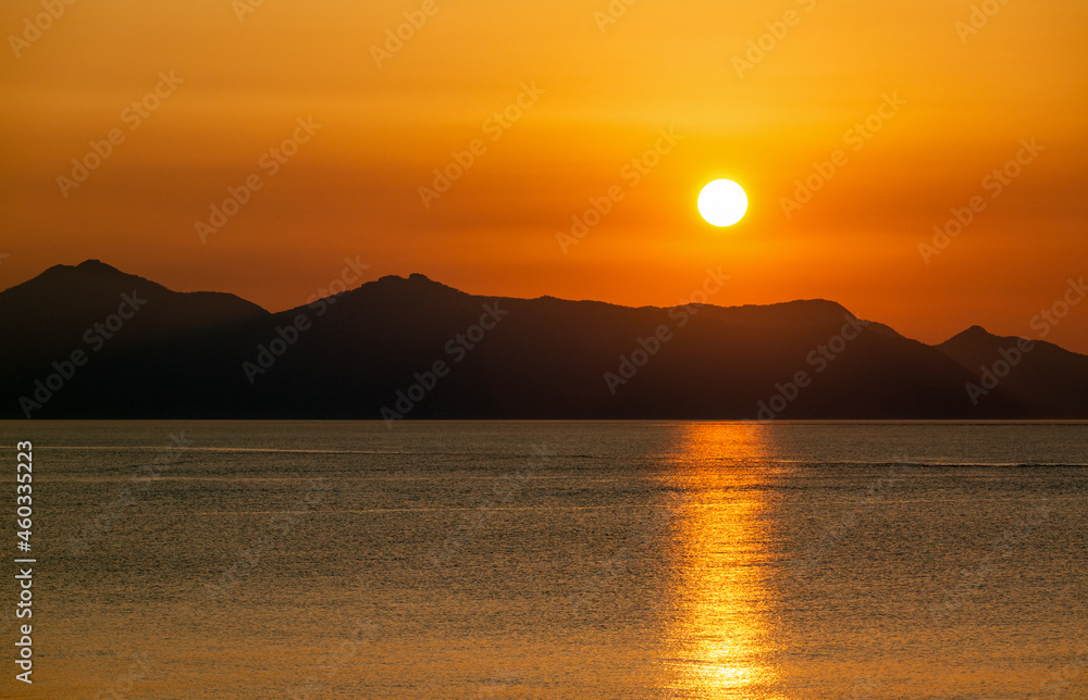 Sunset at Dadaepo Beach, a famous landmark in Busan, South Korea.