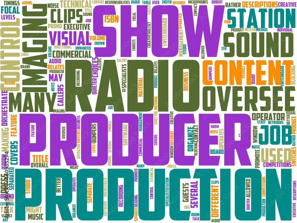 Fototapeta premium radio producer typography, wordcloud, wordart,