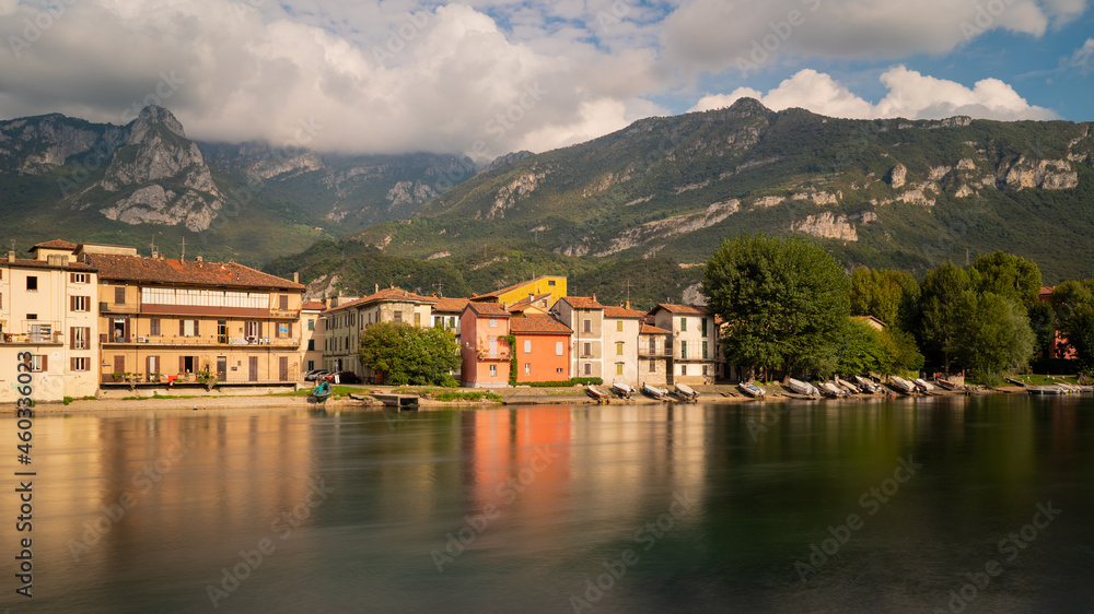 Pescarenico village on Adda River next to lake Como.