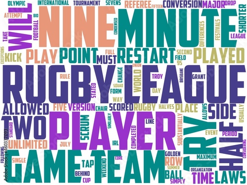 rugby league nines typography, wordcloud, wordart, photo