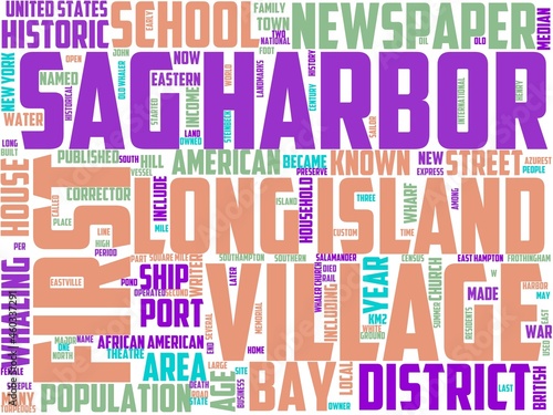Billede på lærred sag harbor typography, wordcloud, wordart,
