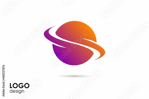 Simple minimalist planet earth world globe logo vector image photo