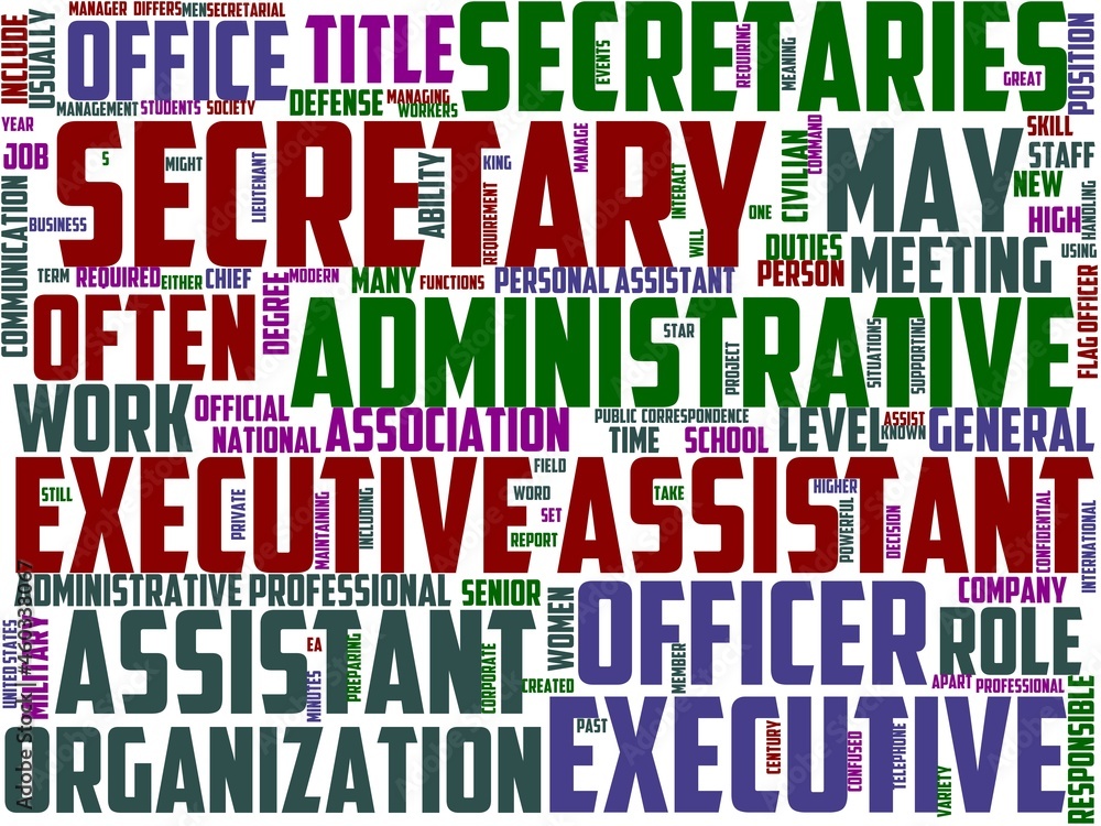 secretary typography, wordcloud, wordart,
