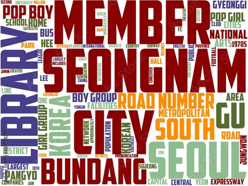 seongnam typography, wordcloud, wordart, photo