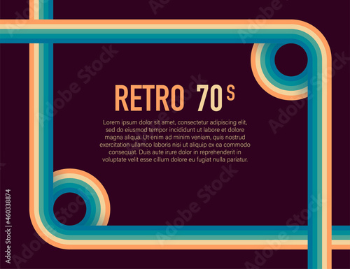 70s, 1970 abstract vector stock retro lines background. Vector illustration