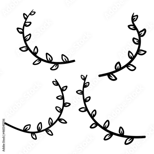 Branch of plant. Natural ornament. Set of Simple line icon.