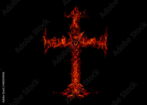 A flame shaped like a cross.