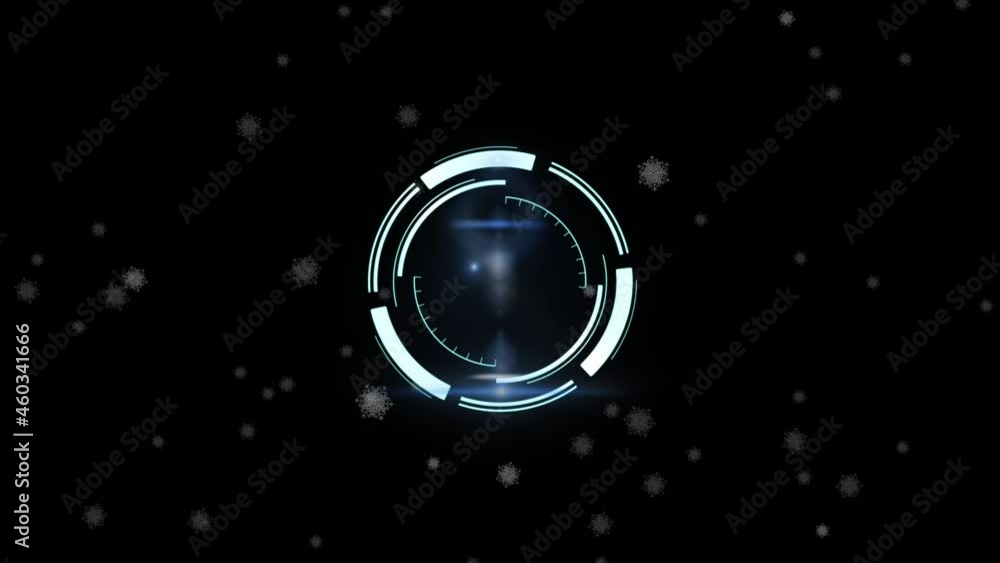 Animation of processing safe lock over snow falling on black background Animation of processing safe lock over snow falling on black background