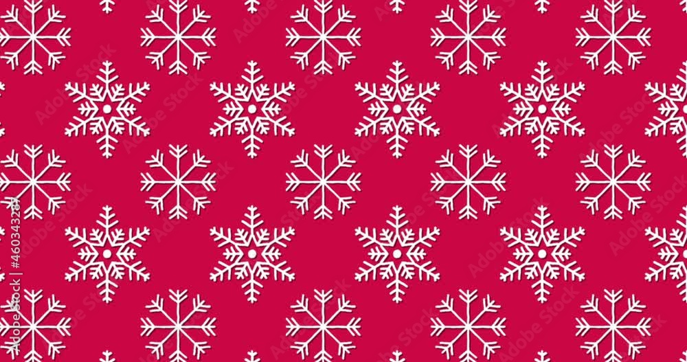 Animation of snowflakes pattern on red background Animation of snowflakes pattern on red background