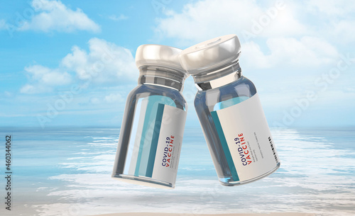 two vaccine bottles as symb...