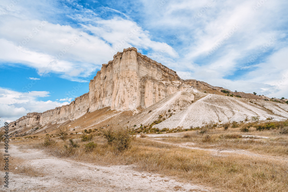 Panoramic view of the famous White rock in Crimea, beautiful landscape for postcards Panoramic view of the famous White rock in Crimea, beautiful landscape for postcards