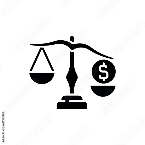 Bribe glyph icon. Unfair trial. Corruption vector fill black illustration.
