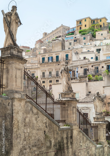 Modica (Sicilia, Italy) - A historical center view of the touristic baroque city in province of Ragusa, Sicily island, during the hot summer
