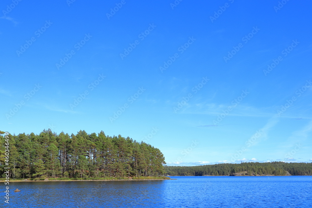 Tiveden National Park. Beautiful view over a small Swedish lake. Clear fresh nature, untouched. Sweden, Scandinavia, Europe.
