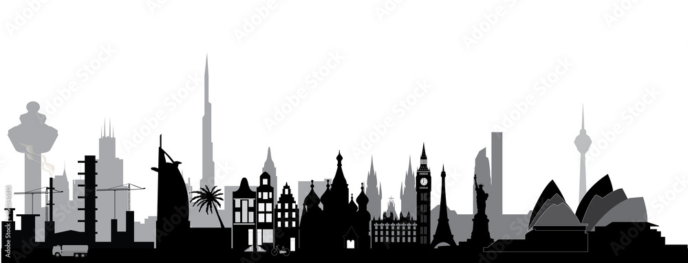illustration world city skyline