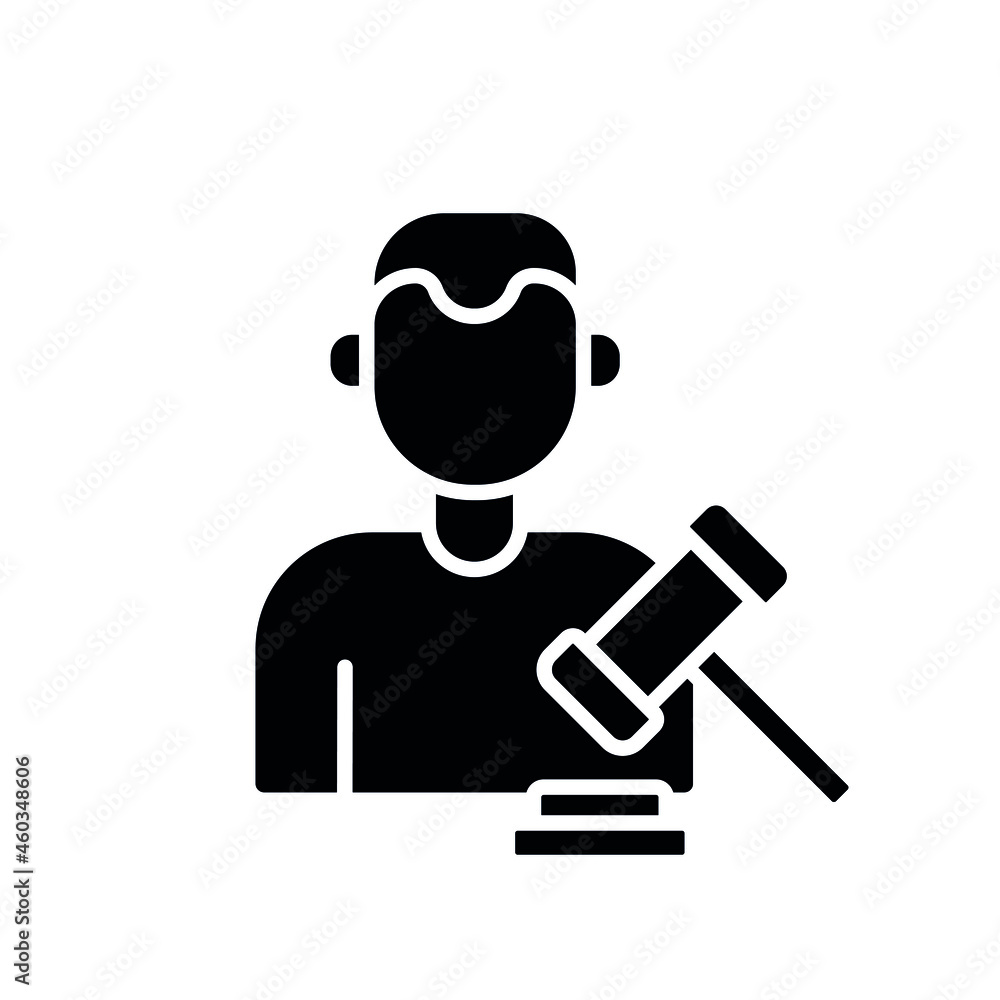 Auctioneer glyph icon. Vector fill black illustration. Auctioneer glyph icon. Vector fill black illustration.