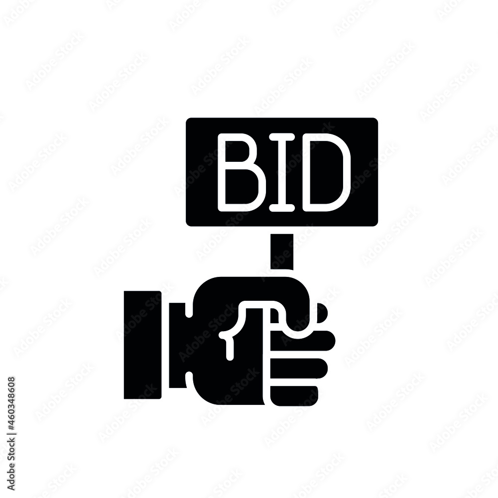 Auction bid glyph icon. Vector fill black illustration. Auction bid glyph icon. Vector fill black illustration.