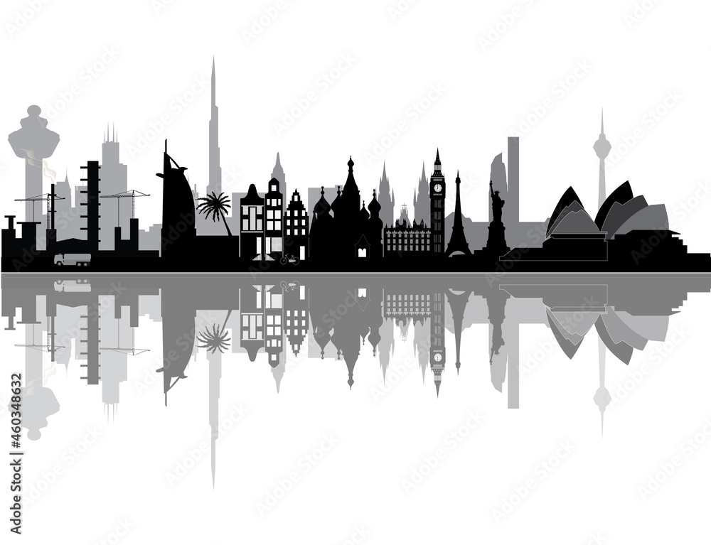 illustration world city skyline