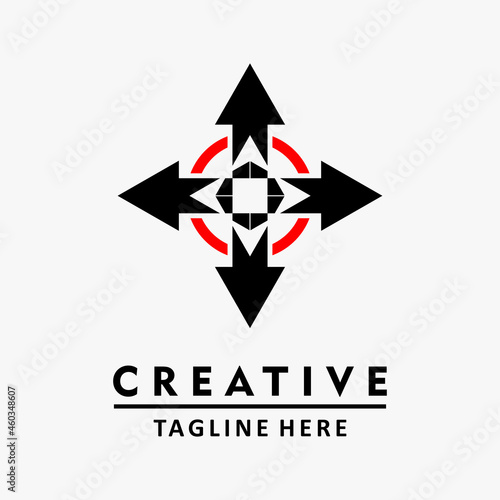 Free Download Vector design elements for your company logo. direction and circle icon, target point illustration, modern, simple and minimalist logotype, business company template - GFXLoad