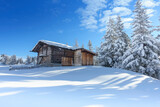 Schihütte in den verschneiten Bergen des Zillertal in Tirol