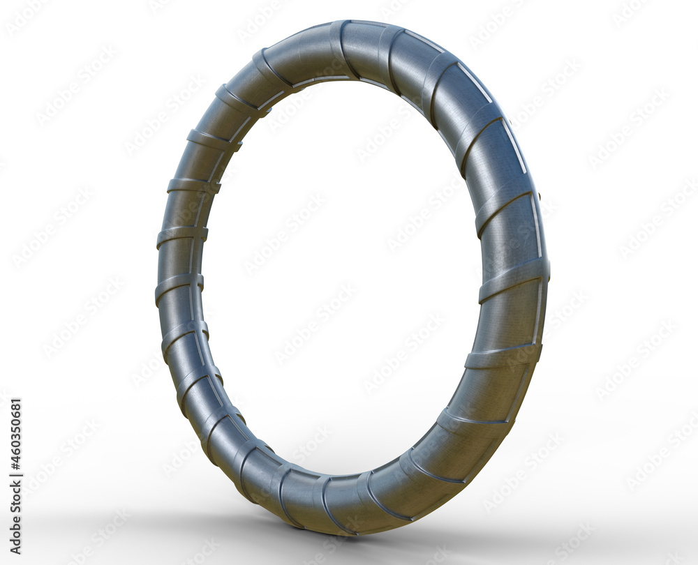 3D illustration of curved reinforcements steel TMT bar close up. Isolated 3d render 3D illustration of curved reinforcements steel TMT bar close up. Isolated 3d render