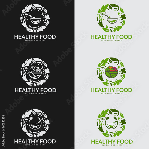 Healthy Food Vector. Vector icon template for vegan restaurant, diet menu, natural products.