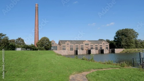 Ancient historic monument steam pump machinery building called Woudagemaal, in the Netherlands photo