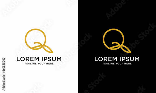 Elegant line curve vector logotype. Premium letter Q logo design. Luxury linear creative monogram.