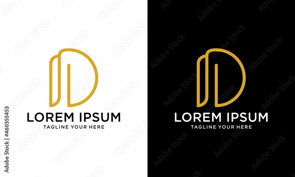 Letter initial D logo design template with square shape design vector illustration on a white and black background. Letter initial D logo design template with square shape design vector illustration on a white and black background.