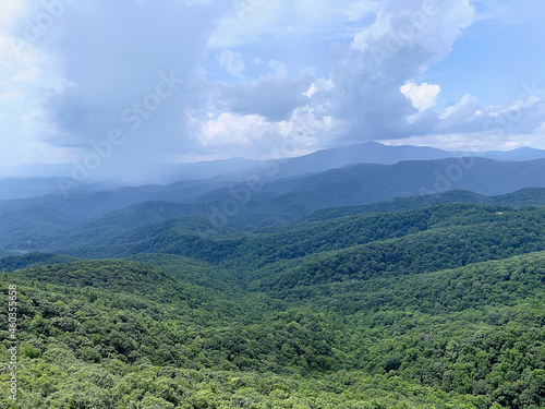 Misty view of the beautiful Blue Ridge mountains