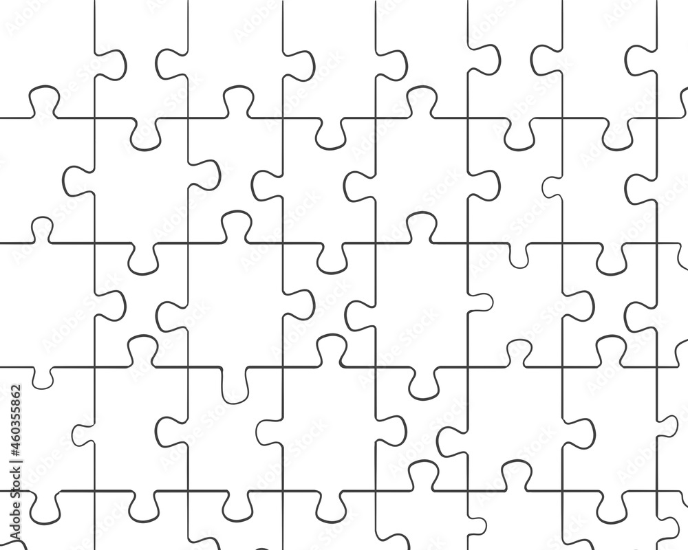 Abstract jigsaw puzzle contour on white backdrop Abstract jigsaw puzzle contour on white backdrop