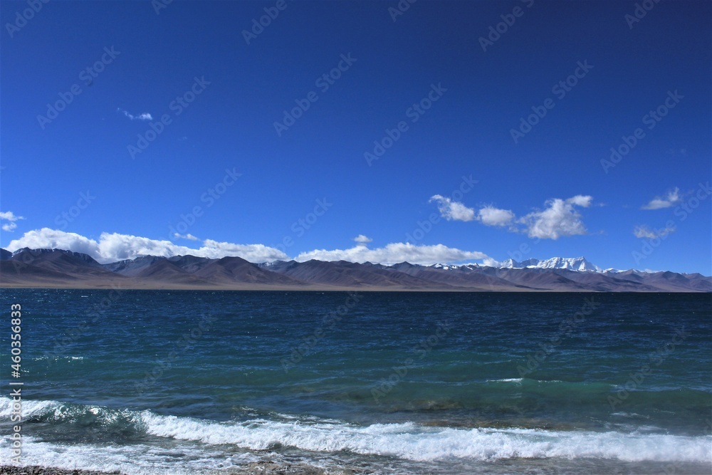 Tibet Beautiful Views Mountain Rock Beach Sea