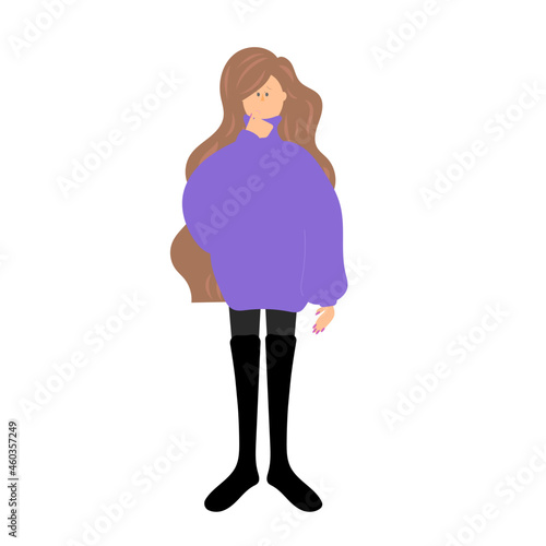 困っているロングヘアーの女の子