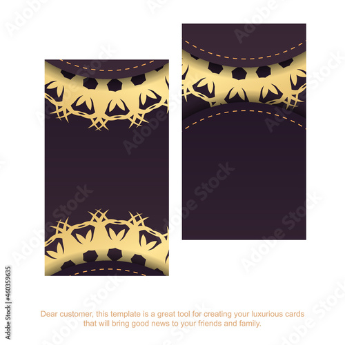 Vintage gold pattern burgundy business card for your business.